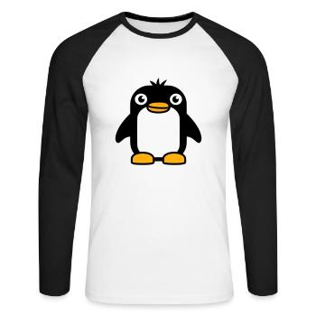 Pingouin a l’air mignon bébé enfant petit mignon doux - T-shirt baseball manches longues Homme - blanc/noir - Devant - Nik (191cm)