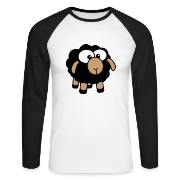 Black Sheep Small Cute Cute Lamb Cool Comic - Unisex Long Sleeve Baseball T-Shirt - white/black - Front - Nik (191cm)