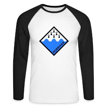 Morbihan - T-shirt baseball manches longues Homme - blanc/noir - Devant - Nik (191cm)