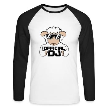 Mouton Officiel DJ Lunettes de soleil Fête Agneau Sweet Cool - T-shirt baseball manches longues Homme - blanc/noir - Devant - Nik (191cm)