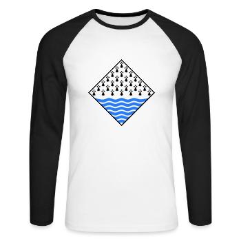 Morbihan - T-shirt baseball manches longues Homme - blanc/noir - Devant - Nik (191cm)