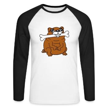Carlin Chien Os Bouche FaimYummy Happy Cool - T-shirt baseball manches longues Homme - blanc/noir - Devant - Nik (191cm)