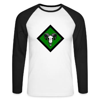 Gotland - Unisex Baseballshirt langarm - Weiß/Schwarz - Vorne - Nik (191cm)