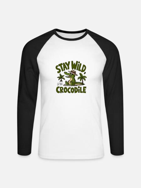 Wilder Kroko-Vibe - Unisex Baseballshirt langarm - Weiß/Schwarz