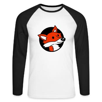 trou de renard roux renard sauvage animal peeps visage tête - T-shirt baseball manches longues Homme - blanc/noir - Devant - Nik (191cm)