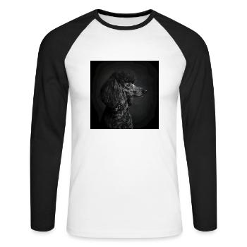 Black Animals - Black Poodle - Unisex Baseballshirt langarm - Weiß/Schwarz - Vorne - Nik (191cm)