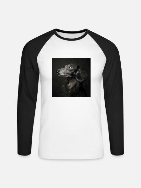 Black Animals - Old Dog - Unisex Baseballshirt langarm - Weiß/Schwarz