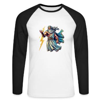 Bande dessinée Zeus - T-shirt baseball manches longues Homme - blanc/noir - Devant - Nik (191cm)