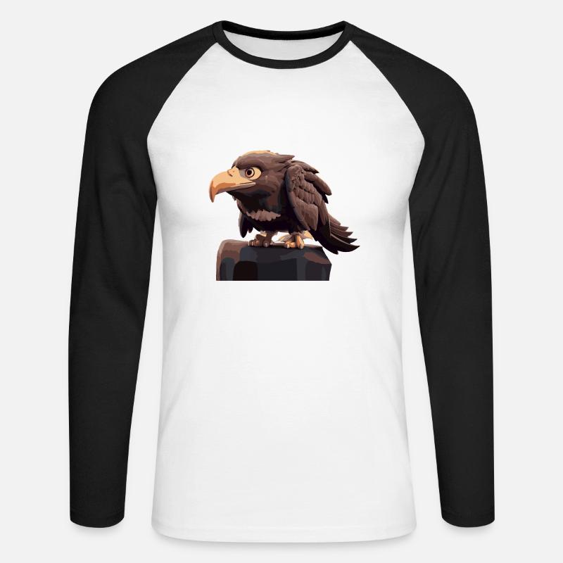 Adler Comic - Unisex Baseballshirt langarm - Weiß/Schwarz