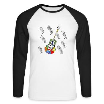 Guitar - Unisex Long Sleeve Baseball T-Shirt - white/black - Front - Nik (191cm)