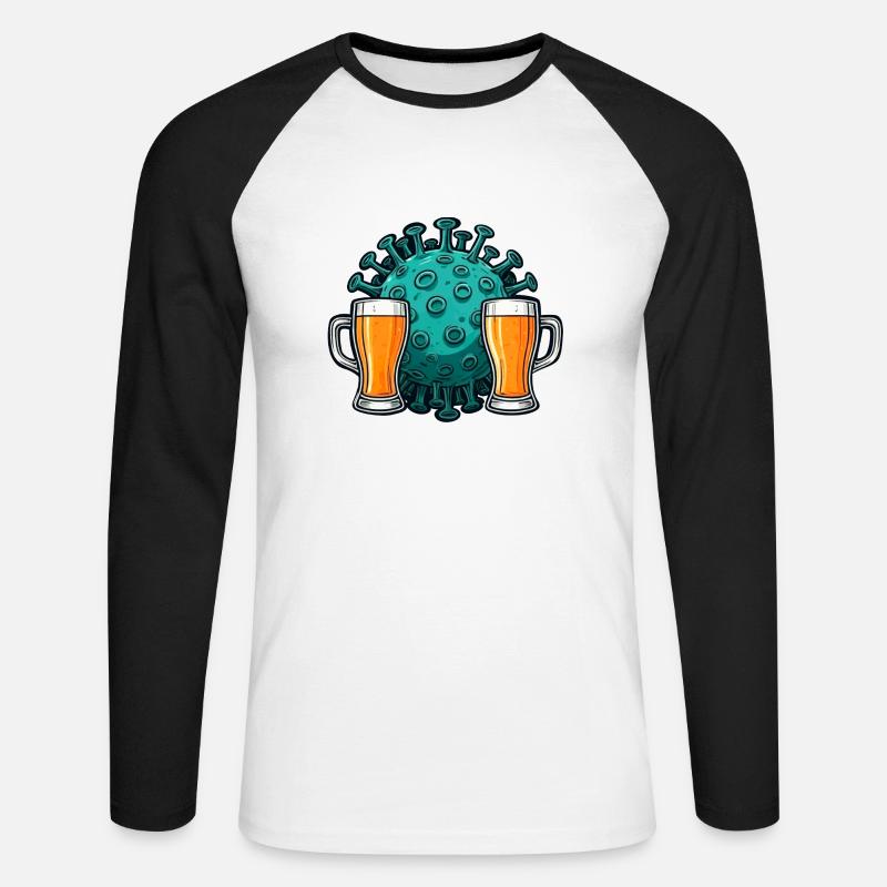 Ich habe eine Biergrippe - Unisex Baseballshirt langarm - Weiß/Schwarz