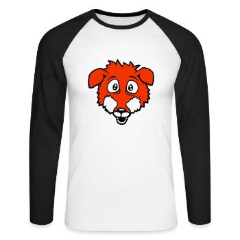 Fuchs Große Augen Erschrocken Glücklich Angst Cool - Unisex Baseballshirt langarm - Weiß/Schwarz - Vorne - Nik (191cm)