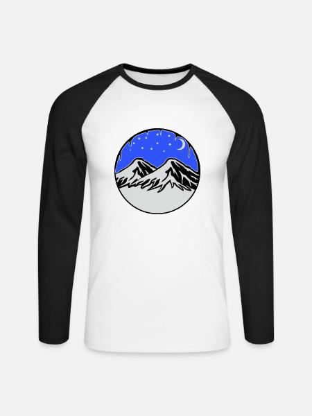 Starry sky mountains - Unisex Long Sleeve Baseball T-Shirt - white/black