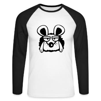 Mouse Mouse Hole Wall HoleSad, Tired, Bored - Unisex Long Sleeve Baseball T-Shirt - white/black - Front - Nik (191cm)