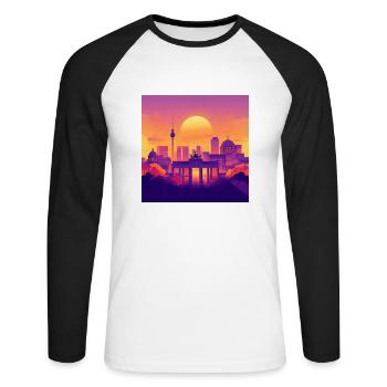 Berlin - Unisex Baseballshirt langarm - Weiß/Schwarz - Vorne - Nik (191cm)