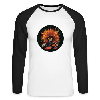 Drummer wild - Unisex Baseballshirt langarm - Weiß/Schwarz - Vorne - Nik (191cm)