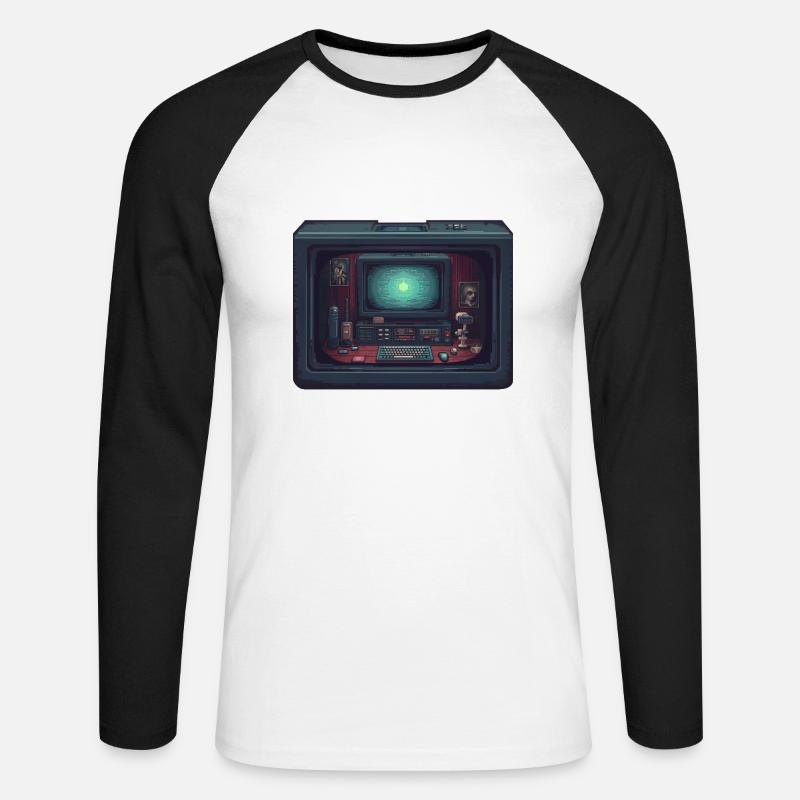 Computer im Computer - Unisex Baseballshirt langarm - Weiß/Schwarz