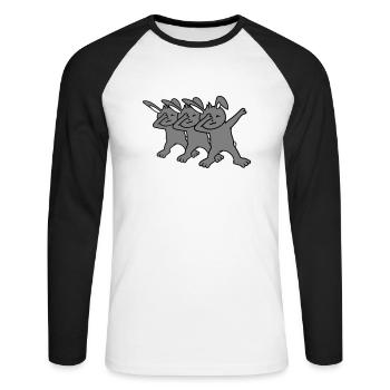 3 Bunnies Dabbing Dab Dance Pose Dancing Party Celebrate - Unisex Long Sleeve Baseball T-Shirt - white/black - Front - Nik (191cm)