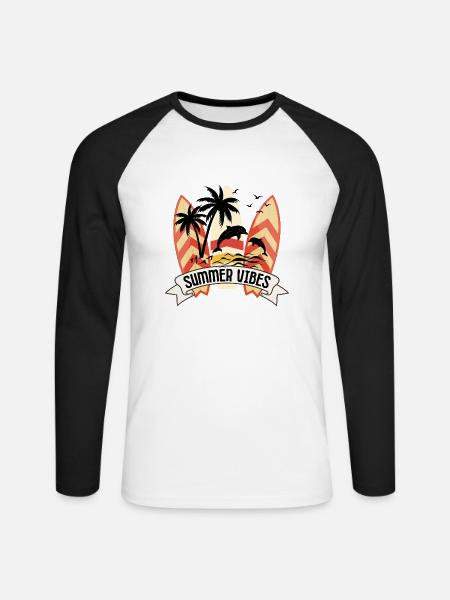 Sommerstimmung 1 - Unisex Baseballshirt langarm - Weiß/Schwarz