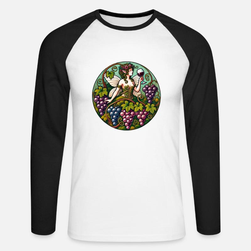 Weinfee - Unisex Baseballshirt langarm - Weiß/Schwarz