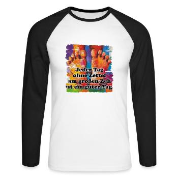 Das Leben ist unser wertvollstes Gut - Unisex Baseballshirt langarm - Weiß/Schwarz - Vorne - Nik (191cm)