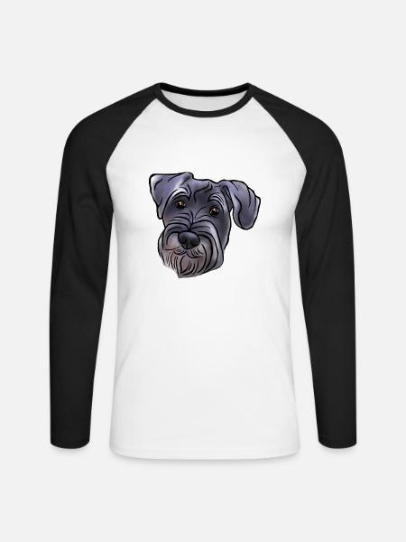 Mittelschnauzer Kopf im Comicstyle - Unisex Baseballshirt langarm - Weiß/Schwarz
