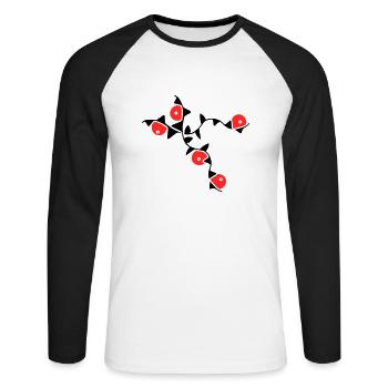Vrilles de fleurs - T-shirt baseball manches longues Homme - blanc/noir - Devant - Nik (191cm)