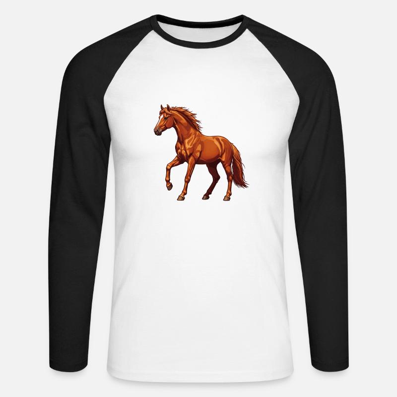 Das Pferd: Ein edles Tier - Unisex Baseballshirt langarm - Weiß/Schwarz