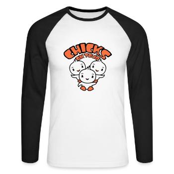 3 oiseaux poussins en tournée disant fêtarde filles femmes - T-shirt baseball manches longues Homme - blanc/noir - Devant - Nik (191cm)