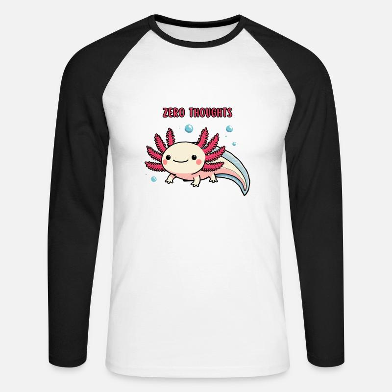 Axolotl - Zero thoughts - Unisex Baseballshirt langarm - Weiß/Schwarz