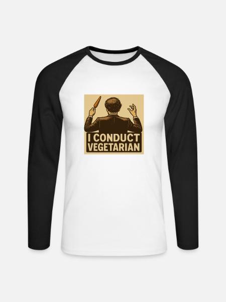 Dirigent I conduct vegetarian - Unisex Baseballshirt langarm - Weiß/Schwarz