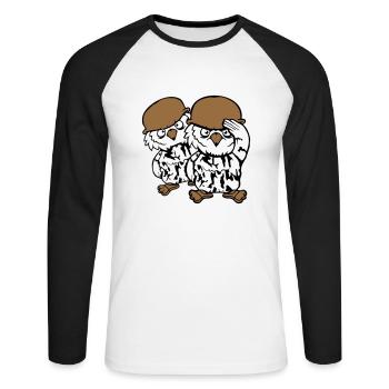2 Owls Soldier Military War Helmet Army Two Team - Unisex Long Sleeve Baseball T-Shirt - white/black - Front - Nik (191cm)