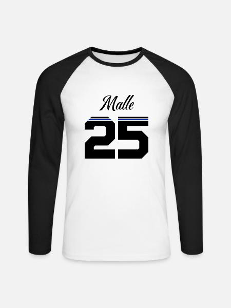 Malle 2025 Trikot - Unisex Baseballshirt langarm - Weiß/Schwarz