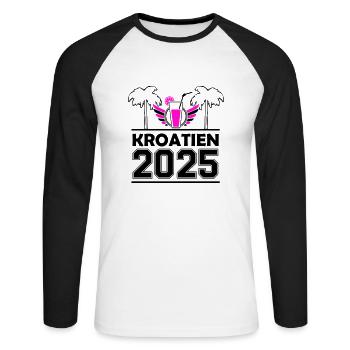 Croatie 2025 - T-shirt baseball manches longues Homme - blanc/noir - Devant - Nik (191cm)