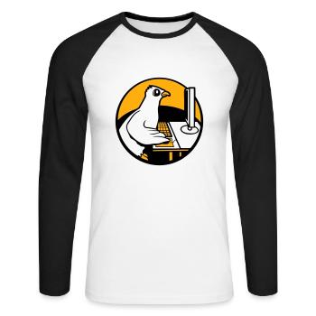 Pigeon Works Office Computer Keyboard Mouse Gamer - Unisex Long Sleeve Baseball T-Shirt - white/black - Front - Nik (191cm)