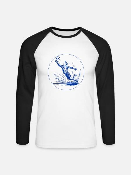 Goalkeeper (blue and white) - Unisex Long Sleeve Baseball T-Shirt - white/black