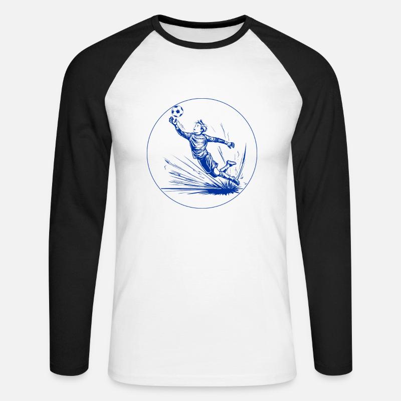 Goalkeeper (blue and white) - Unisex Long Sleeve Baseball T-Shirt - white/black