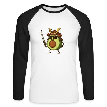 Avocat Samouraï - T-shirt baseball manches longues Homme - blanc/noir - Devant - Nik (191cm)