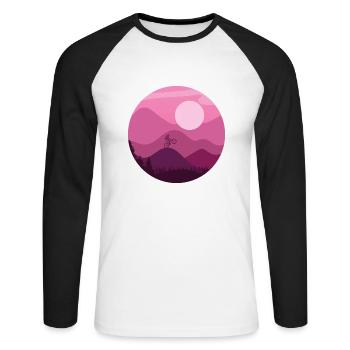 Mountain Biker - Unisex Long Sleeve Baseball T-Shirt - white/black - Front - Nik (191cm)