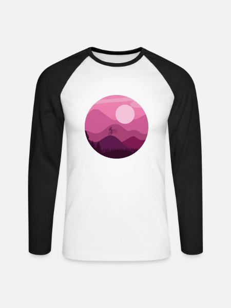 Mountain Biker - Unisex Long Sleeve Baseball T-Shirt - white/black