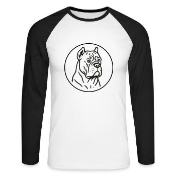 Cane corso - T-shirt baseball manches longues Homme - blanc/noir - Devant - Nik (191cm)