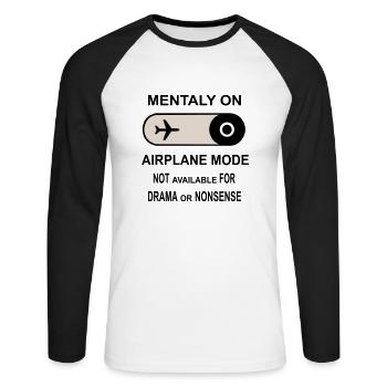 Mentally on Airplane Mode - Unisex Long Sleeve Baseball T-Shirt - white/black - Front - Nik (191cm)