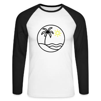 Palme Ozean Insel - Unisex Baseballshirt langarm - Weiß/Schwarz - Vorne - Nik (191cm)