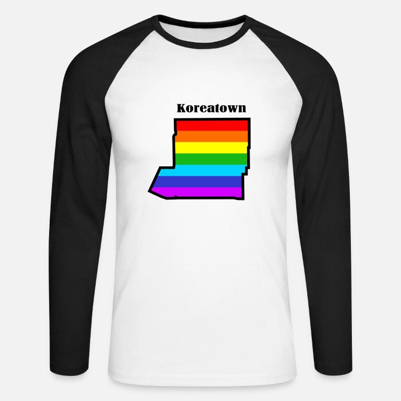 koreatown L.A. Regenbogen - Unisex Baseballshirt langarm - Weiß/Schwarz