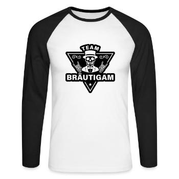 Team Groom Skeleton - T-shirt baseball manches longues Homme - blanc/noir - Devant - Nik (191cm)