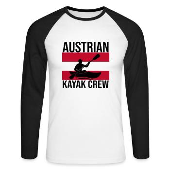 Austrian Kayak Crew Kajak Shirt - Unisex Baseballshirt langarm - Weiß/Schwarz - Vorne - Nik (191cm)