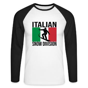 T-shirt de snowboard Italian Snow Division - T-shirt baseball manches longues Homme - blanc/noir - Devant - Nik (191cm)