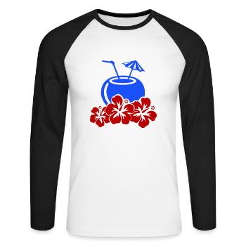 cocktail hibiskus - Unisex Baseballshirt langarm - Weiß/Schwarz - Vorne - Nik (191cm)