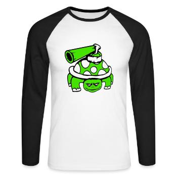 Turtle Tank Gun Shoot War Attack - Unisex Long Sleeve Baseball T-Shirt - white/black - Front - Nik (191cm)