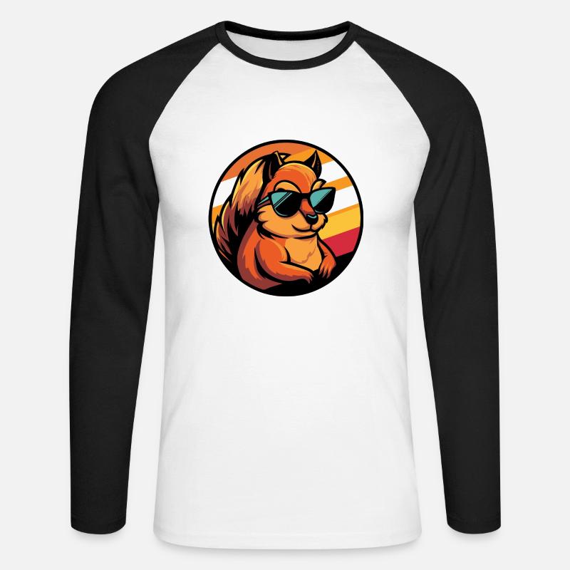 Eichhörnchen Comic Cool - Unisex Baseballshirt langarm - Weiß/Schwarz
